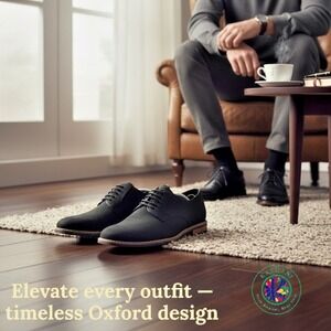 Perry Ellis Portfolio Men's Black Faux Suede Ultrafoam Lace‑Up Shoes Size 10